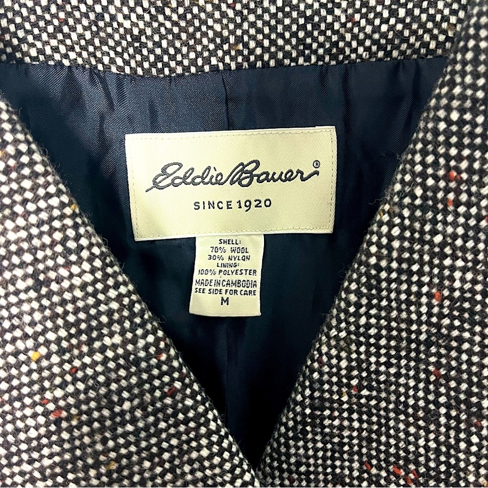 Eddie Bauer Women’s Tweed Wool Double Breasted Pea Coat Sz  M Preppy Streetwear - Picture 3 of 4